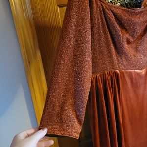 Shein Belle Shein Curve rust orange off shoulder dress 3XL floor length.